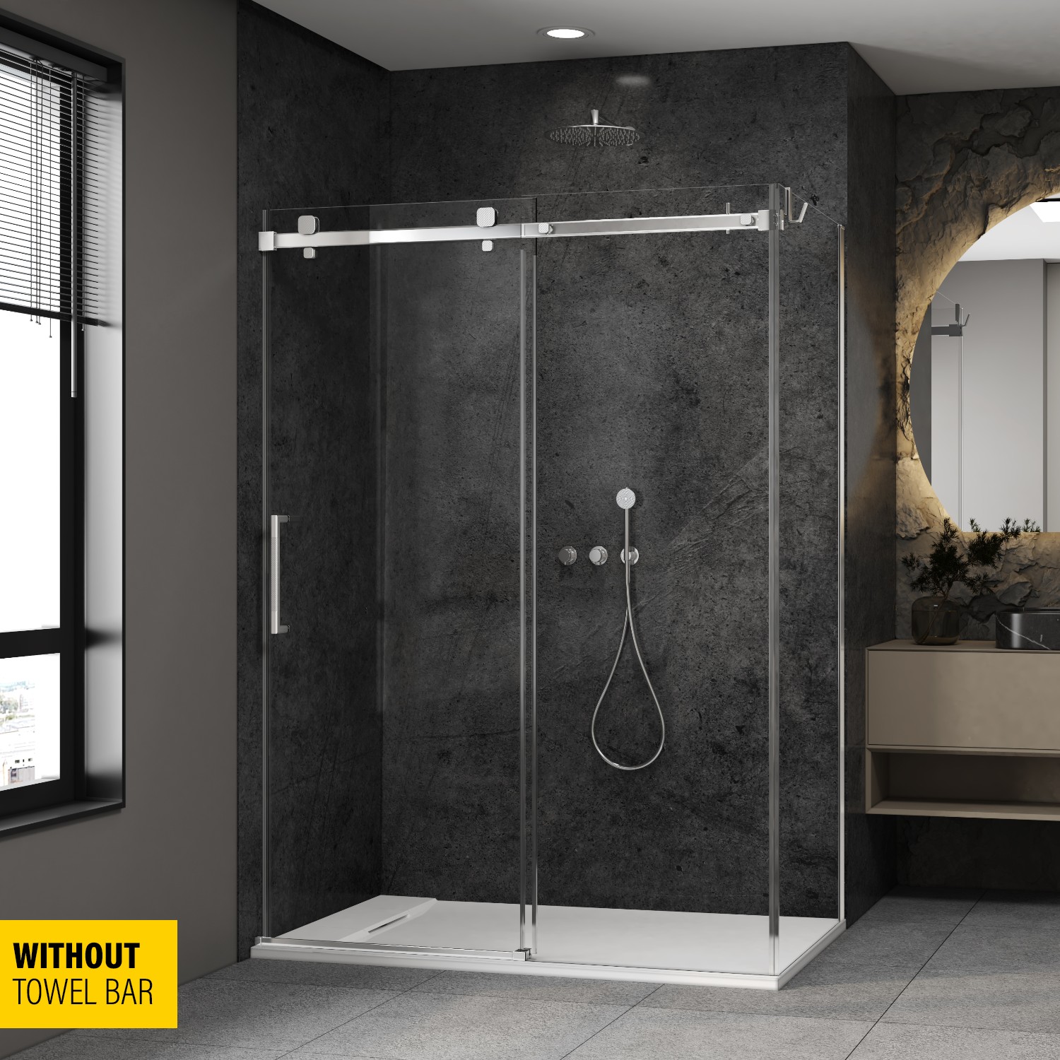 Shower base 60 x 32, in a corner, wall on the left side, in glossy